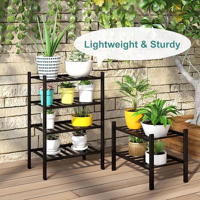 Black Small Shoe Rack for Entryway,2-Tier Bamboo Shoe Organizer for Hallway Closet, Free Standing Shoe Racks for Indoor Outdoor-NeatNest