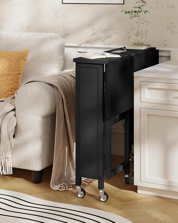 31.5" Modern Folding Computer Desk with Power Outlets, Wheels, Storage, Perfect for Small Spaces Black TDN01UBB-NeatNest