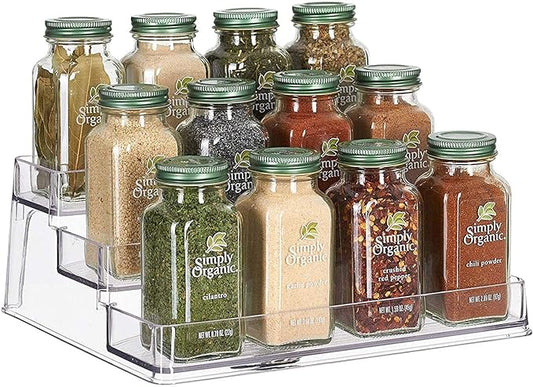 Home Intuition 3-Tier Spice Rack Step Shelf Cabinet Organizer, Clear (2)-NeatNest