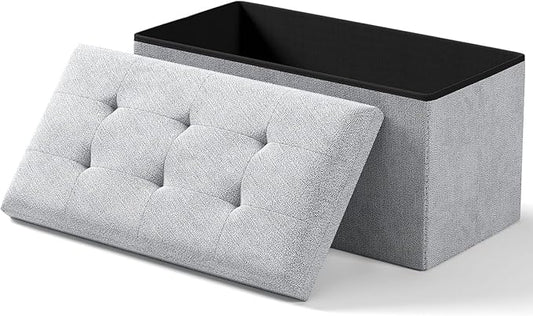 Folding Storage Ottoman Bench, Multi-Functional Ottoman Footrest, End of Bed Bench, Storage Chest for Living Room, Bedroom, Hallway, Entryway, Holds Up to 700 lbs (Dark Gray, 30 Inches)