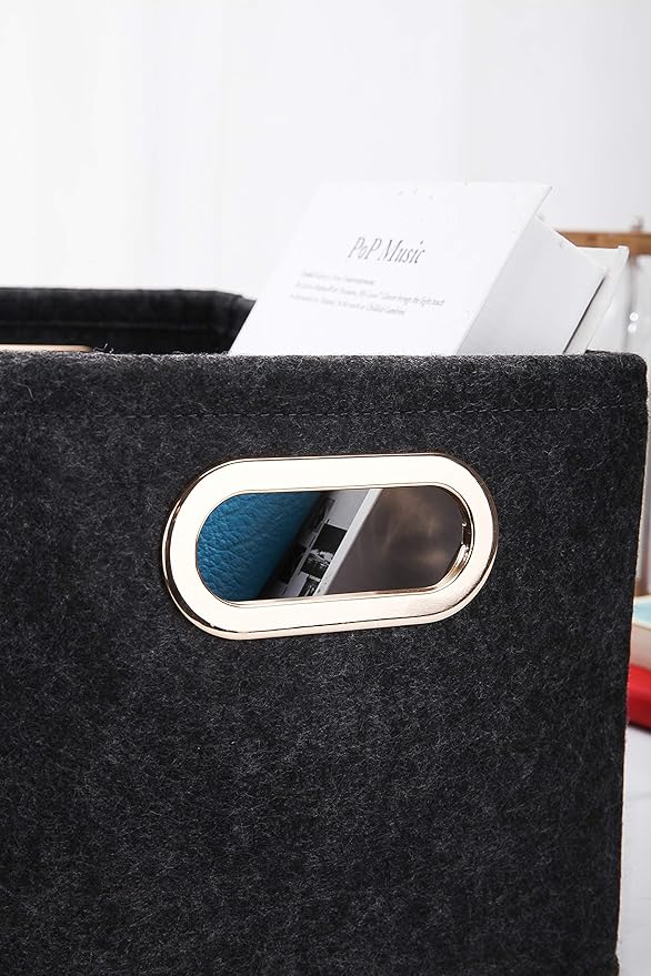 Collapsible Storage Bins Foldable Felt Fabric Storage Basket Organizer Boxes Containers with Handles Metal Handles for Nursery Toys,Kids Room,Clothes,Towels,Magazine-NeatNest