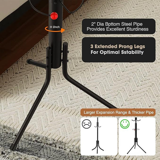 Coat Rack Freestanding,12 Hooks Metal Coat Racks with Umbrella Holder,Sturdy Hall Rree,Easy Assembly Coat Rack Stand for Hanging Scarf,Purse,Hats,Jacket(Black)-NeatNest