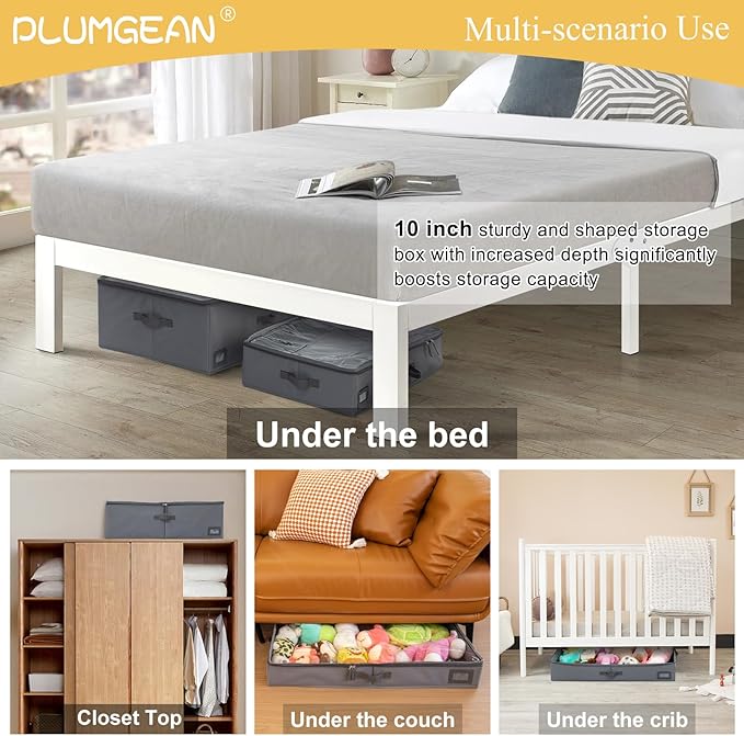 10-Inch Under Bed Organizer, Large Under Bed Storage Container, Underbed Storage Box for Seasonal Clothing, Sweaters, Shoes, Blankets, Wrapping Paper, Sheets & Toys, Yarn 33" L×17" W×10" H-NeatNest