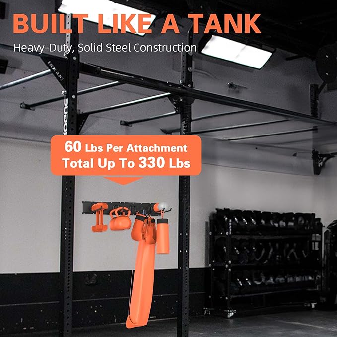 Garage Storage, Ultimate Wall-Mounted Garage Organizer for Men 32Inch, Heavy Duty 330lbs Tool Rack with Adjustable Metal Hooks Yard, Shed & Workshop Storage for Tools, Bikes, Snowboards Gift