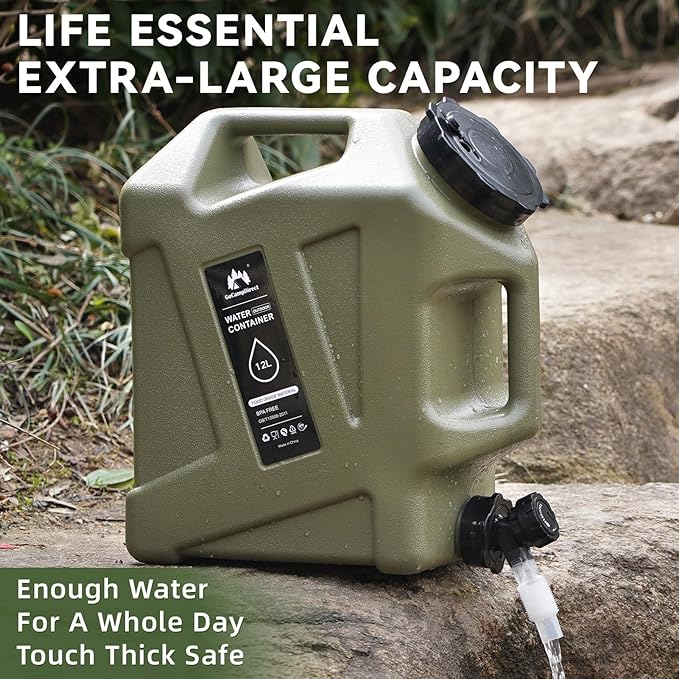Camping Water Jug - 3.2 Gallan Water Container with Spigot | Portable Water Tank for Outdoor Hiking Picnic Supplies-Green-NeatNest