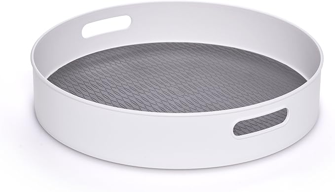 Copco Under-Sink Pantry and Cabinet Organizer, 18-Inch, Revolving Storage Solution, White and Gray-NeatNest