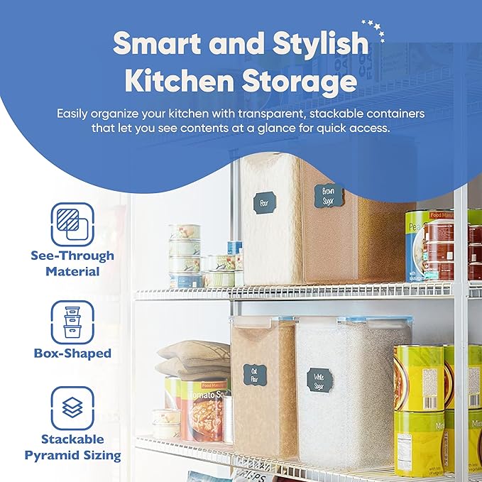 Chef's Path Extra Large Airtight Flour and Sugar Storage Containers with Lids, Set of 2, 6.5L Pantry Canisters for Bulk Flour and Sugar Storage - Transparent-NeatNest