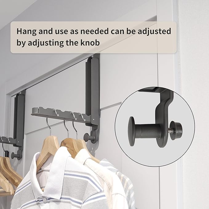 Clothes Drying Rack Foldable 2pc,Over The Door Hooks with Retractable Rod,Foldable Over The Door Drying Rack for Laundry Bathroom Travel Hangers(Grey, 2 Pack)-NeatNest