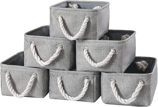 combocube 11.8 x 7.8 x 5.1 Inch Fabric Storage Bins for Shelves, Linen Storage Organizer Storage Basket with Ropes for Laundry, Home, Closet, Office, Clothes, Toys Organizer-NeatNest