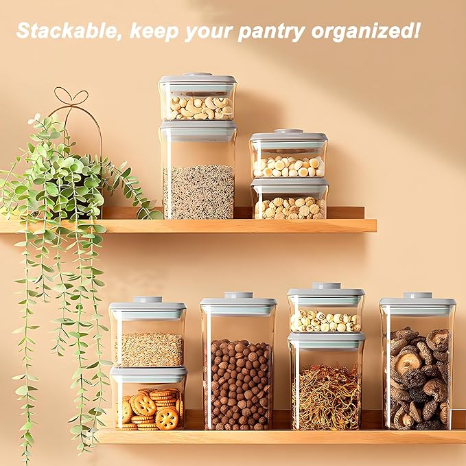 Airtight Food Storage Containers with Lids Pop Up Containers Pasta Organizer for Kitchen Pantry Cereal Snack Flour Sugar Coffee (3pc 1200ml / 1.26qt)-NeatNest