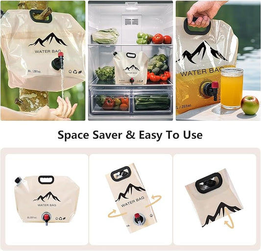 Collapsible Water Container with Spigot, 2.1 Gallon (8L) BPA-Free Portable Water Bladder – Leakproof Foldable Jug for Camping, Emergency Storage, Hiking & Outdoor Travel-NeatNest