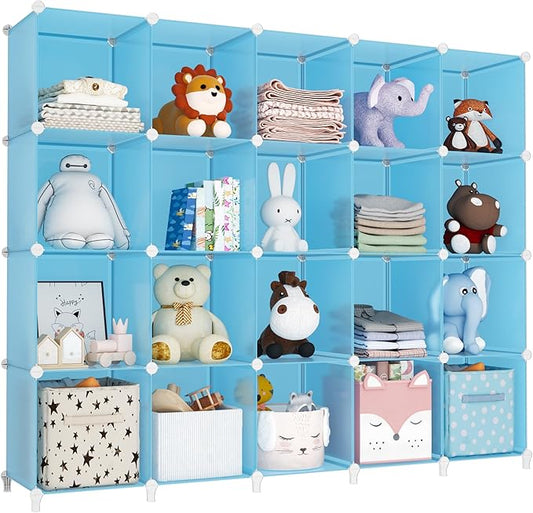 HOMIDEC 20-Cube Storage Organizer, Closet Organizer Storage Shelf Bookcase Bookshelf with Metal Hammer, Storage Cubes Organizer Cabinet for Kids, Closet, Bedroom, Bathroom-NeatNest