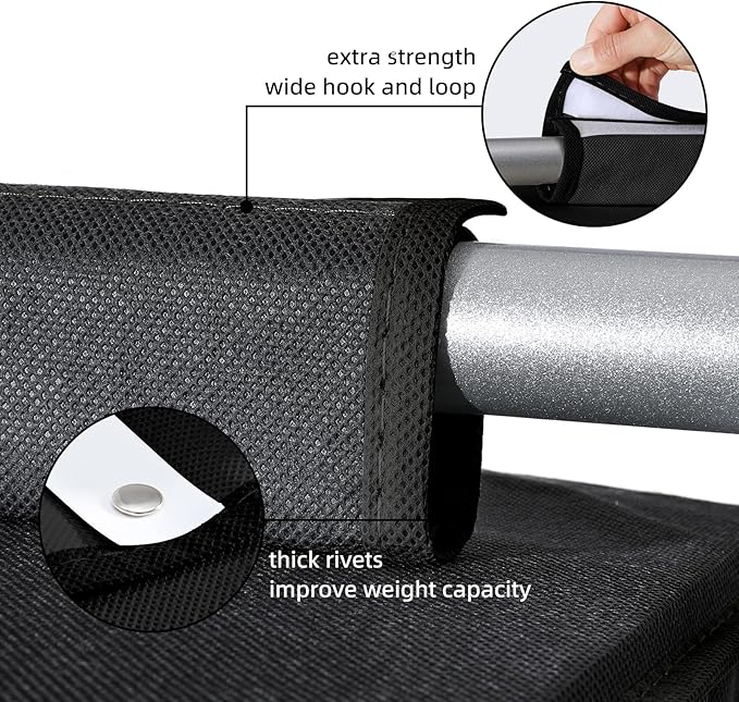 2 Pack Hanging Closet Organizer, 4-Shelf Hanging Shelves with Side Pocket, Black-NeatNest
