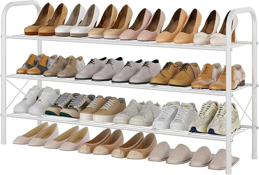 Hoctieon 3 Tier Mesh Style Shoe Rack, Entryway Shoe Shelf, Shoe Storage Organizer, Shoe Rack for Closet, Space Save for Bathroom, Garage, Hallway, Bedroom, Living Room, White-NeatNest