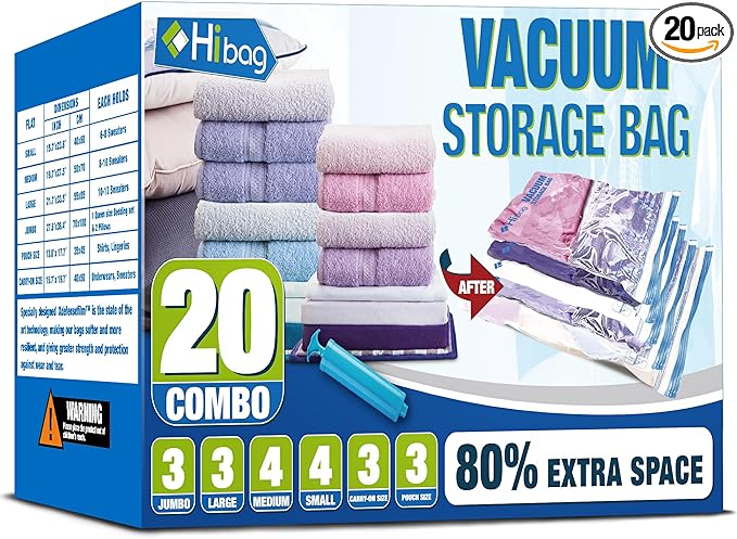 Vacuum Storage Bags, Space Saver Vacuum Seal Storage Bags 20-Pack Sealer Bags for Clothes, Clothing, Bedding, Comforter, Blanket (20C)-NeatNest