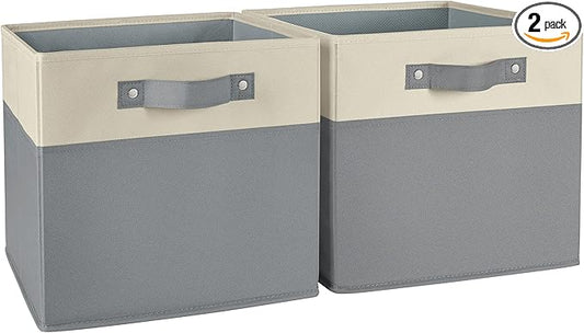 RiverRidge Kids storage bins - 10.5 Cube Storage Organizer with Handles – Gray Two-Tone closet organizers and storage for Toys, Shoes & More - Fits RiverRidge Cabinets
