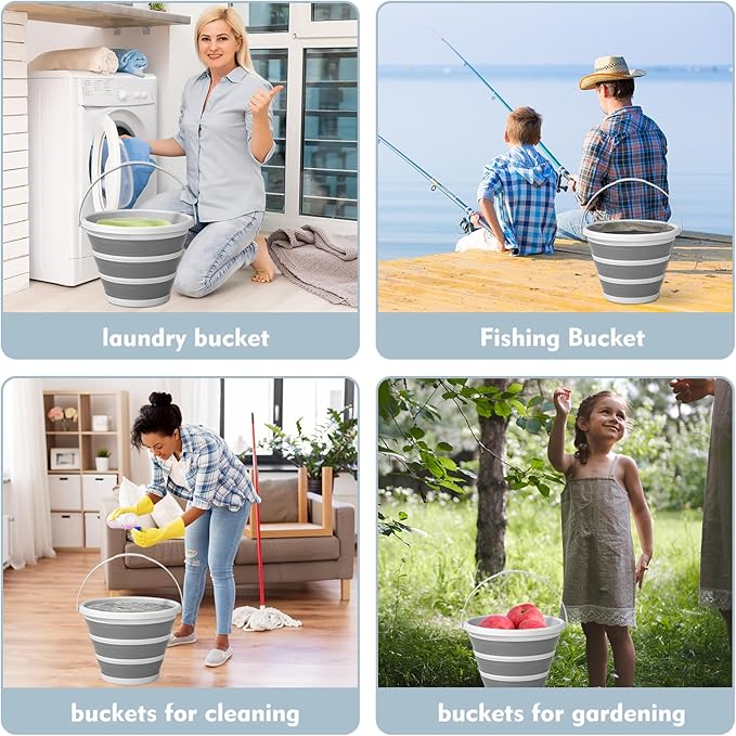 Collapsible Water Bucket with Handle. 2.6-Gallon Capacity, Designed for Outdoor Car Washing, Fishing, and Household Cleaning. Portable and Space-Saving-NeatNest