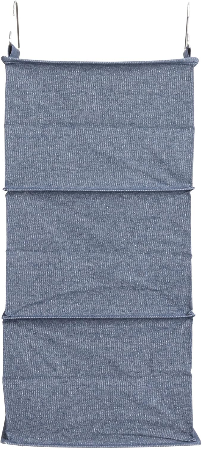 Household Essentials Hanging Cotton Blend Closet Organizer with 3 Storage Shelves, Denim-NeatNest