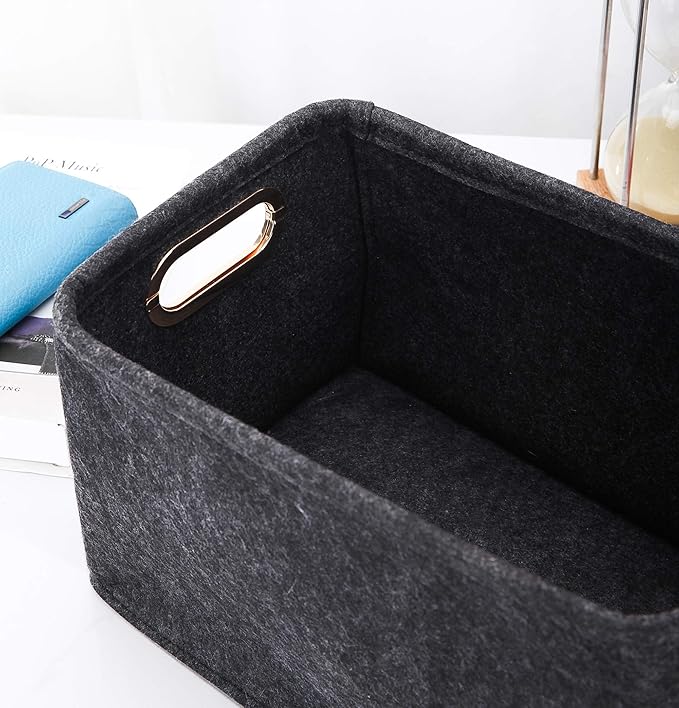 Collapsible Storage Bins Foldable Felt Fabric Storage Basket Organizer Boxes Containers with Handles Metal Handles for Nursery Toys,Kids Room,Clothes,Towels,Magazine-NeatNest
