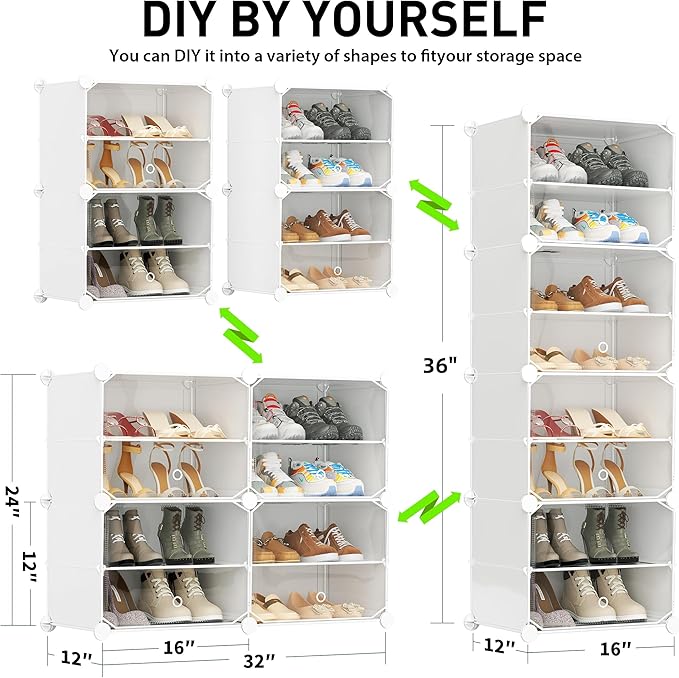 Shoe Storage,8 Tier Shoe Rack Organizer for Closet Shoe Cabinet with Door Shoe Shelves for Closet,Entryway,Hallway,Bedroom-NeatNest