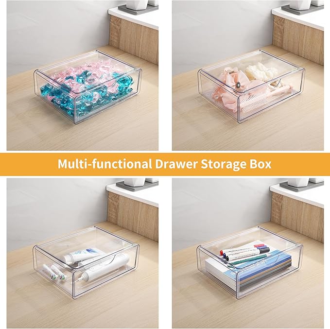 3Pcs Extra Large Laundry Room Organization and Storage, Stackable Storage Drawers, Trash Bag Holder Under Sink, Garbage Bag Dispenser Roll Holder for Vanity, Bathroom,Cabinet,Desk Organization