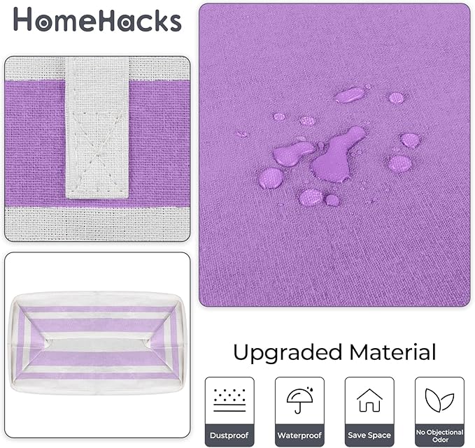 HomeHacks 2 Pack Large Laundry Baskets, Waterproof, Freestanding Laundry Hampers, Collapsible Clothes Hamper with Reinforced Handles in Laundry, College Dorm, Bathroom, Bedroom (Purple, 100Lx2)-NeatNest