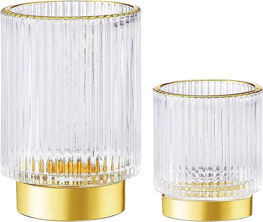 Makeup Brush Holder Organizer,Toothbrush Holders,Desk Pen Pencil Holder,Multifunctional Vintage Glass Brush Cup（S+L/White/A3-4-US）-NeatNest