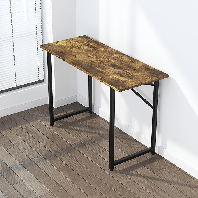 47 inch Folding Computer Desk, Writing Gaming Computer Camping Table, No Assembly Required Home Office Desk, Rustic Brown-NeatNest