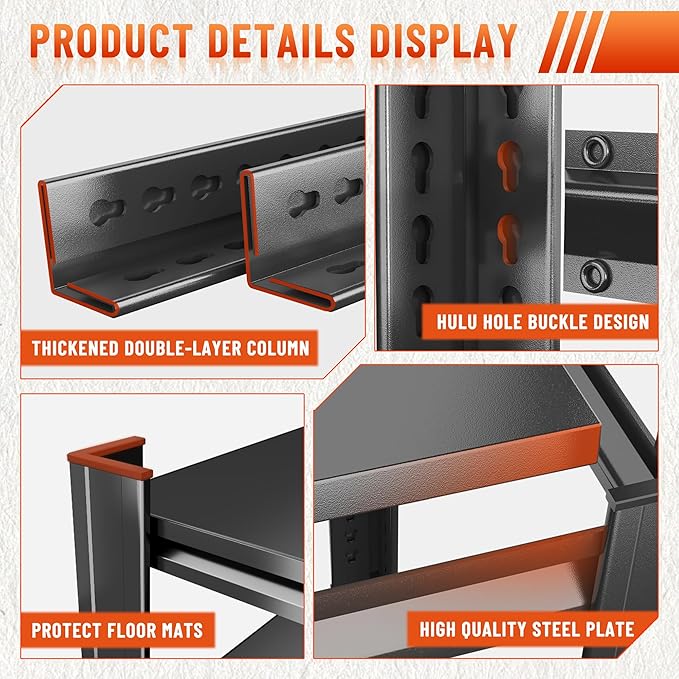 Heavy Duty 5-Tier Shelving Unit 3000LBS Capacity - Adjustable Steel Garage Shelves for Warehouse, Basement Storage(77'H x 39.4''W x 17.7''D)-NeatNest