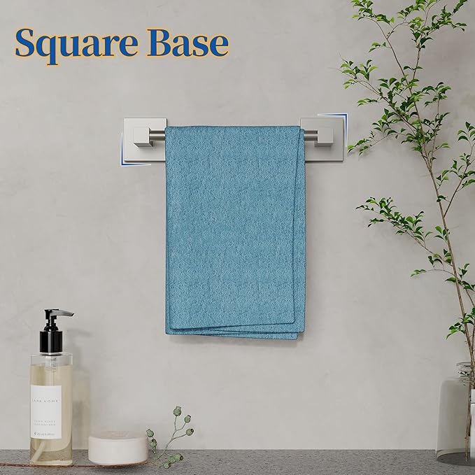 RUACQ Hand Towel Holder, 9-inch Hand Towel Bar, Square Base Towel Ring, 304 Stainless Steel Towel Rack for Bathroom, Wall Mounted (Brushed Nickel)
