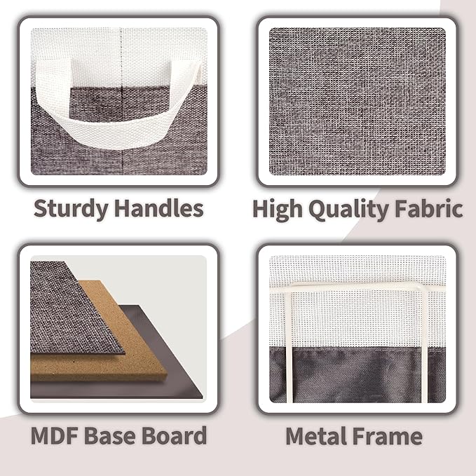 GRANNY SAYS Storage Baskets for Shelves, Closet Organizer Bins, Clothes Storage Bins with Metal Frame, Extra Large Baskets for Organizing and Storage, Collapsible, Gray&White, 2-Pack-NeatNest
