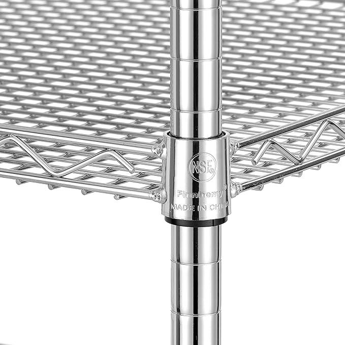 Finnhomy 3 Tier Heavy Duty Commercial Grade Utility Cart, Wire Rolling Cart with Handle Bar, Steel Service Cart with Wheels, Kitchen Carts on Wheels, Metal Cart Shelf Size 24" D x 36" W, NSF, Chrome