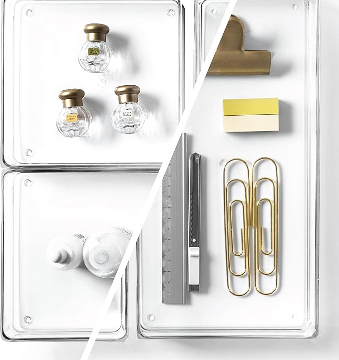 BINO | 4-Piece Drawer Organizer Bin Set | THE MODULAR | Multi-Purpose Storage | Durable | BPA-Free | Desk Drawer Organizer | Vanity Bathroom Makeup-NeatNest