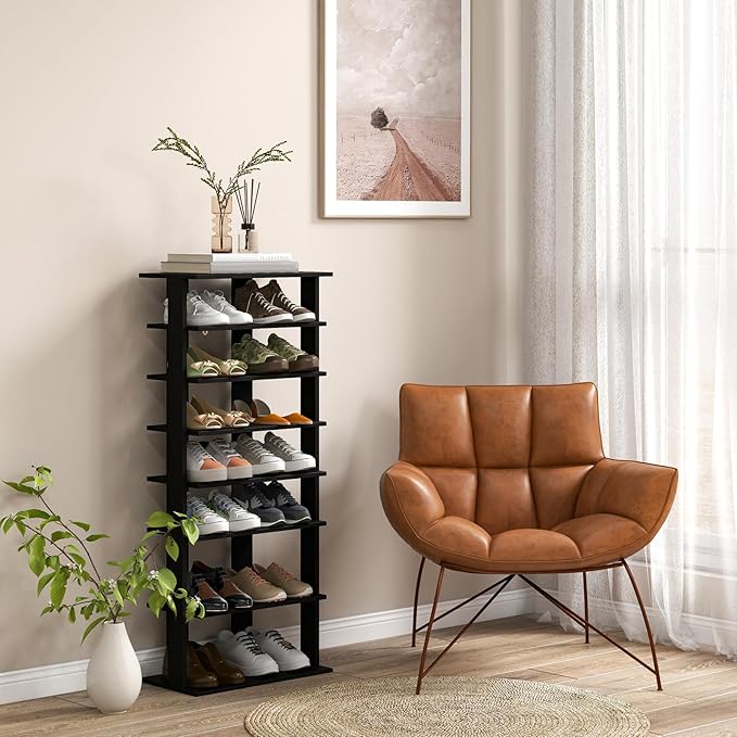 Tangkula 8-Tier Vertical Shoe Rack, Space-Saving Corner Shoe Organizer for 14 Pairs, Narrow Shoe Storage for Entryway, Front Door, or Closet-NeatNest