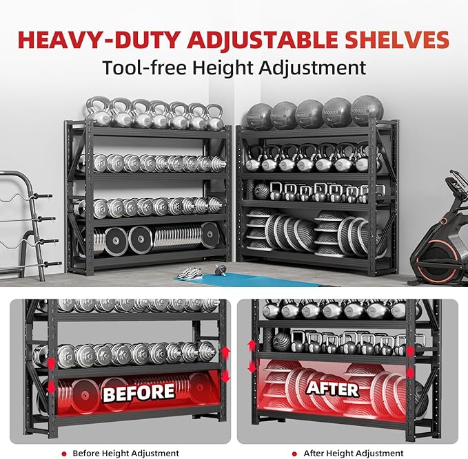 32" W Garage Shelving,4-Tier Heavy Duty Storage Shelves Unit with Adjustable Metal Shelf for Warehouse,Basement,Workshop,3000LBS,32" W x 20" D x 63" H,Black-NeatNest