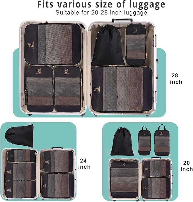 Expandable Compression Packing Cubes for Suitcases,6 Set Lightweight Compressible Travel Packing Organizer for Carry on Suitcase,Organizer Bags Set as Travel Essentials for Women-NeatNest