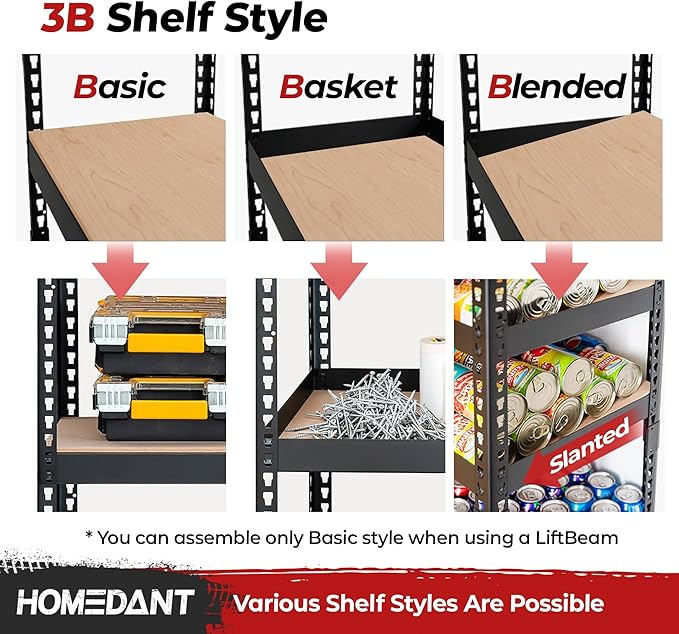 HOMEDANT 5 Tier Laminated Boltless Heavy Duty Garage Storage Adjustable Wide Size Metal Shelving Unit Utility Rack Shelves Organization Multipurpose Shelf Shed Warehouse 47.7"W x 18.2"D x 71.3"H 2Pack-NeatNest