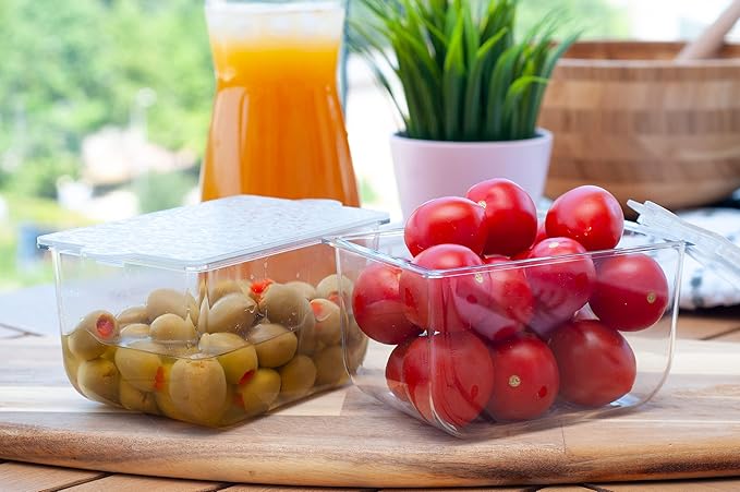 Condiment Storage Containers | Set of 2 Small Organizers with Lids for Refrigerator | Dishwasher Safe | Made in USA-NeatNest