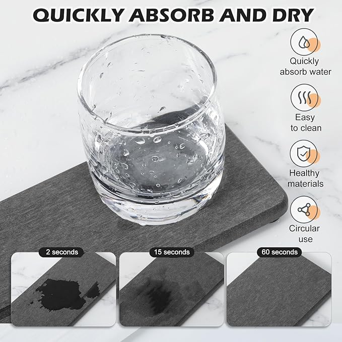 4PCS Water Absorbing Stone Tray for Sink, Fast Drying Stone Sink Tray, Water Absorbent Diatomite Trays, Stones Soap Diatomaceous Coaster, Stones Drying Trays for Bathroom Sinks and Kitchen Counter-NeatNest