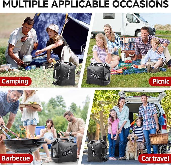 Camping Water Jug - 3.2 Gallan Water Container with Spigot | Portable Water Tank for Outdoor Hiking Picnic Supplies - Black-NeatNest