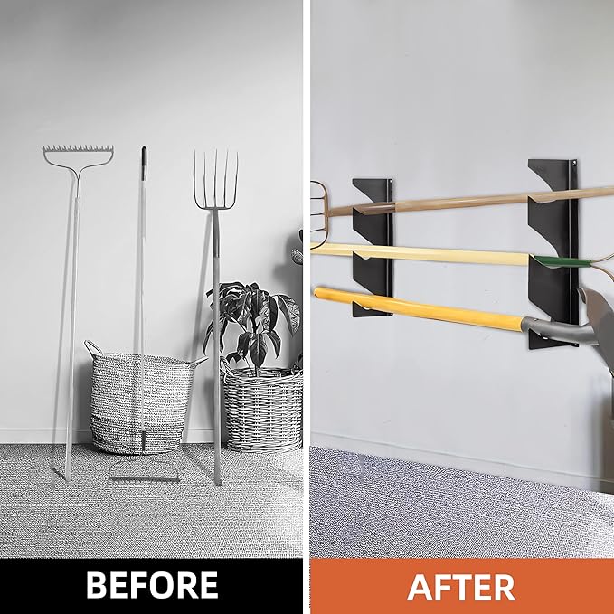 CZWL&HG Heavy-Duty Garden Tool Organizer Wall Mount – Garage Wall Storage Rack for Shovels, Rakes & Long-Handled Tools – Solid Steel, Holds 250 lbs-NeatNest