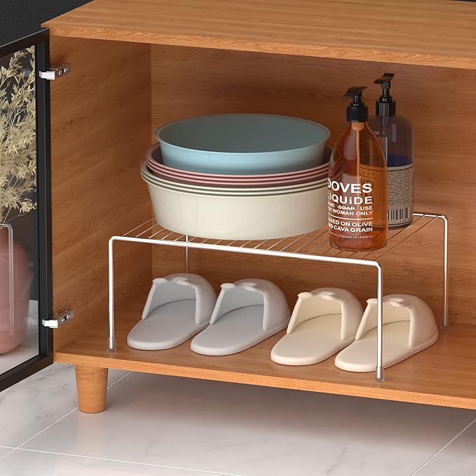 iPEGTOP Set of 6 Kitchen Cabinet Shelf Organizer, Medium (13 x 9.4 Inch) Bathroom Cabinet Organization Wire Shelf Rack, Rustproof Storage Space Saver Shelves for Countertops Pantries Utensils-NeatNest