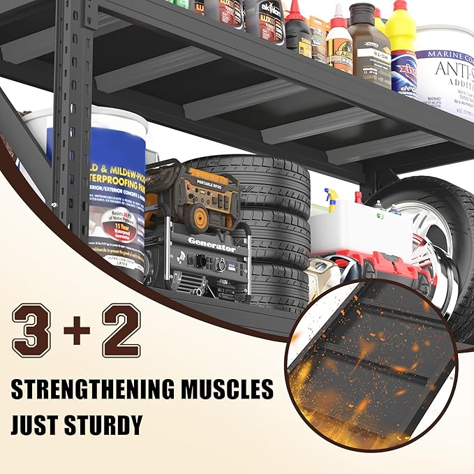 Heavy Duty Garage Shelving Unit - 8500 lbs Capacity, Industrial Metal Storage Rack, Adjustable Steel Rack for Garage, Warehouse, Basement, Pantry (67" W x 19.7" D x 63" H)-NeatNest