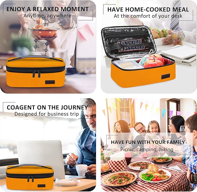 Gloppie Mini Lunch Box Small Lunch Bag for Children Insulated Lunch Bag for Kids, CPC Certified | Child-Safe Materials, Thermal LunchBox Reusable Sandwich Bags Snack Box, Orange-NeatNest