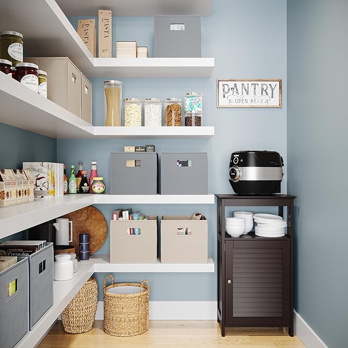RiverRidge Folding Storage Bins with Handles Taupe Cube Storage Organizer for Closet, Bedroom & Playroom - Closet Organizers and Storage Set of 2-NeatNest