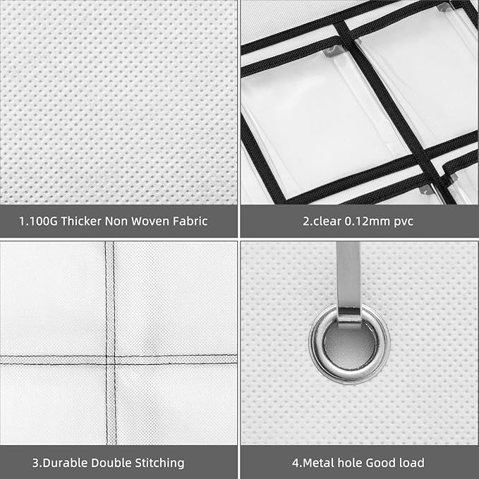 36 Clear Pockets Classroom Pocket Chart for Cell Phones, Pocket Chart for Calculator Phone Holder with 36 Number Stickers and Hooks (White)-NeatNest