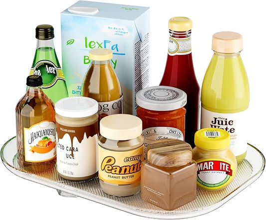 Heartspin Lazy Susan for Refrigerator Organizers and Storage, 14.56''x11'' Clear Fridge Turntable Organization for Kitchen, Cabinet, Pantry, Countertop, Bathroom, 1 Pack