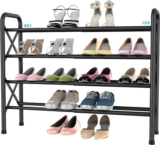 4 Tier Shoe Rack, Adjustable Shoe Organizer for Closet,Shoe Rack for Front Door Entrance, Free Standing Shoe Holders, Easy to Assemble-NeatNest
