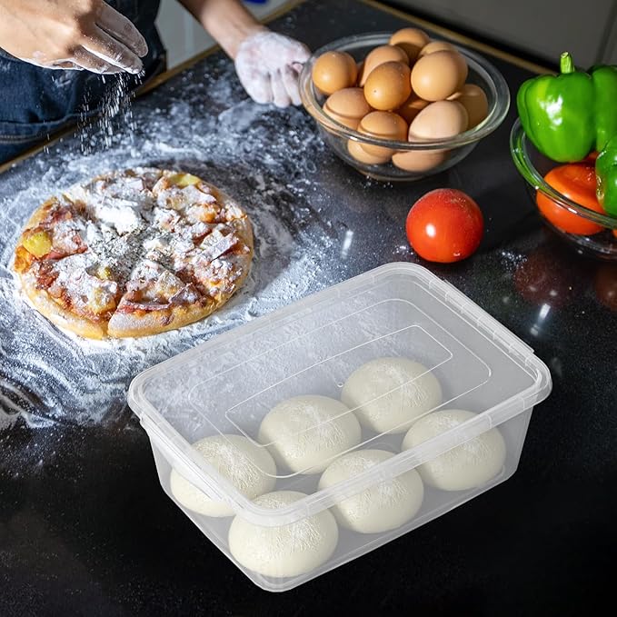 2 Packs 16 L Plastic Storage Containers with Latching Lid, Commercial Pizza Dough Proofing Box, Clear Pizza Dough Containers