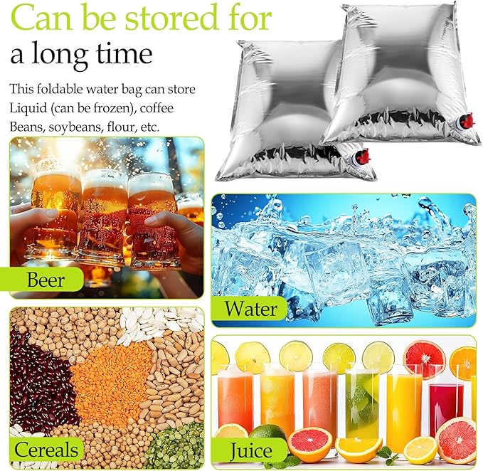 6 Pcs 32 Gallon Camping Water Storage Containers 5.3 Gallon/ 20L Water Bladders Collapsible Emergency Water jug for Camping with Spigot Aluminized for Outdoor Hiking Camping Fishing